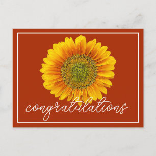 Moderne Orange und Gelbe Sonnenblume Gratulation Postkarte