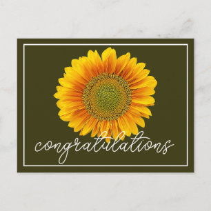 Moderne Orange und Gelbe Sonnenblume Gratulation Postkarte