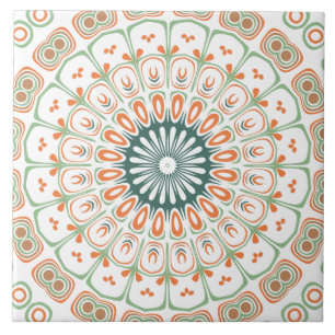Moderne Orange und Grüne Mandala-Muster Fliese