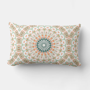 Moderne Orange und Grüne Mandala-Muster Lendenkissen