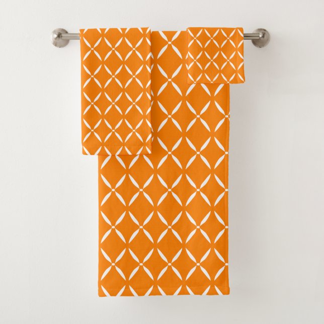 Moderne Orange und Weiß zeitgemäß Badhandtuch Set (Insitu)