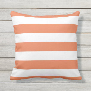 Moderne, orange und weiße Streifen Kissen