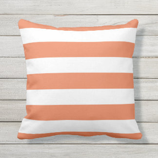 Moderne, orange und weiße Streifen Kissen