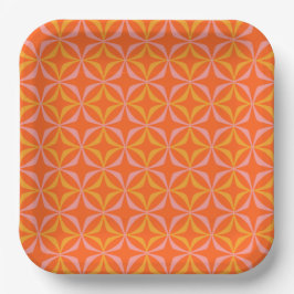 Moderne Orange- und Yellow Retro-Muster Pappteller