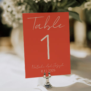 Moderne orangee whimsische lustige Hochzeitstisch- Einladung