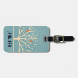 Moderne orangefarbene Vögel in einer großflächigen Gepäckanhänger