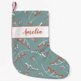 Moderne Orangen-aquamarin-Weißbeeren-Abbildung Kleiner Weihnachtsstrumpf