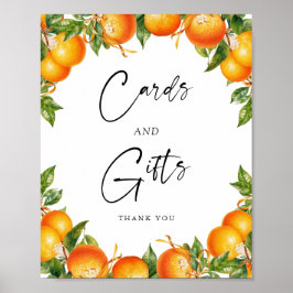 Moderne Orangen-Zitrusfrüchte-Karten und Geschenkz Poster