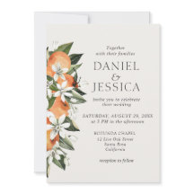 Moderne Orangenzitrusblüte Hochzeit in Aquarellen