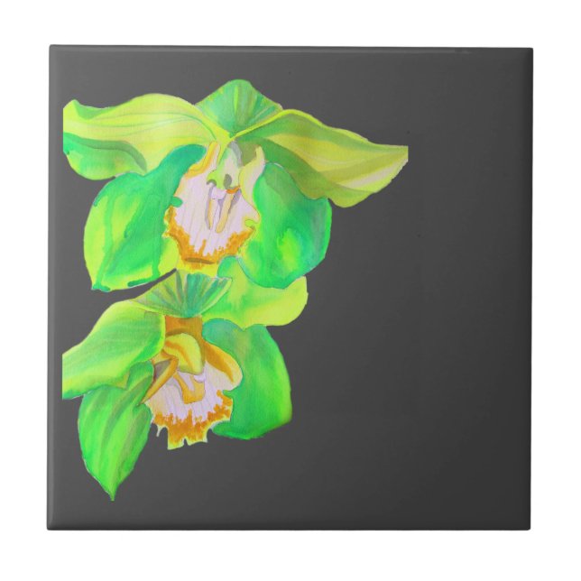 Moderne Orchid Pop Art Blume Fliese (Vorderseite)