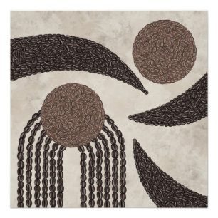 Moderne organische-Kaffeebohnen-Geometrisch- Neutr Poster