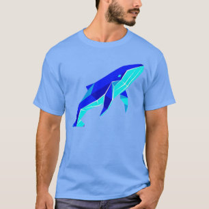 Moderne Origami-Geometrie Blauwal Grafik T-Shirt