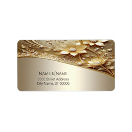 Moderne ornamentale goldene Blumen-Adresseetikette Adressaufkleber