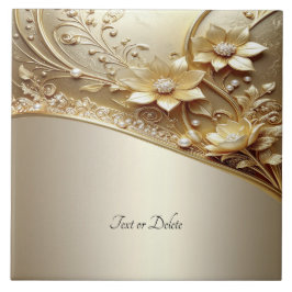 Moderne ornamentale goldene Keramikfliese mit Blum
