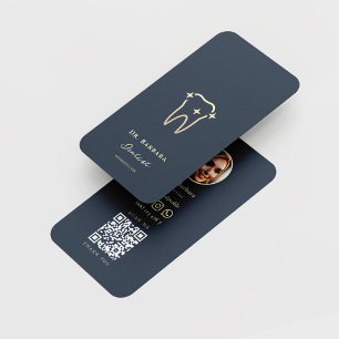 MODERNE ORTHODONTIST DENTIST DARK BLUE GOLD VISITENKARTE