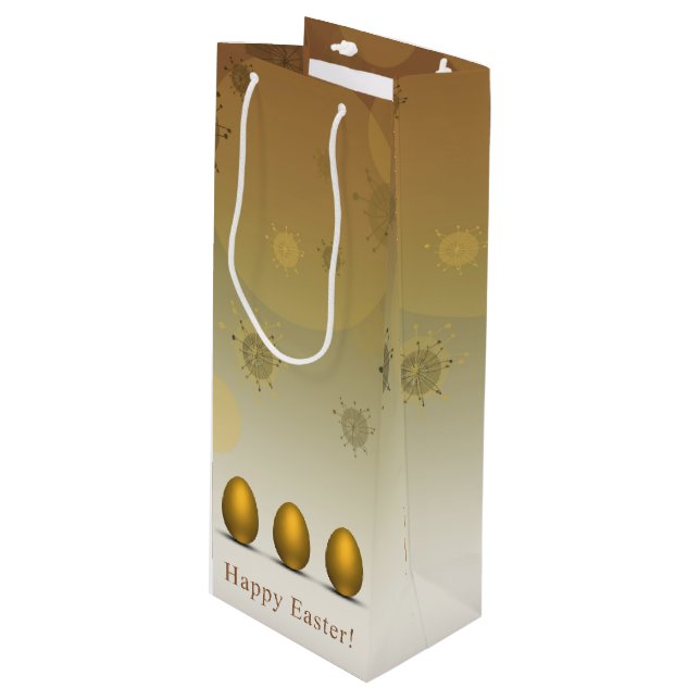 Moderne Ostereier Geschenktüte Für Weinflaschen (Vorderseite Schrägansicht)