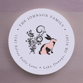 Moderne Osterhase-Rücksendeadresse Runder Aufkleber