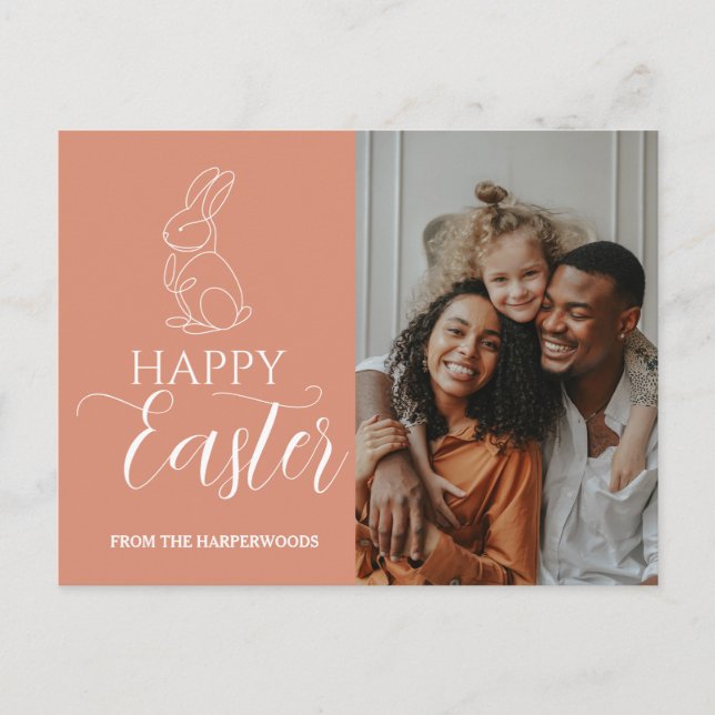 Moderne Osternfamilie ein Foto Feiertagspostkarte (Vorderseite)