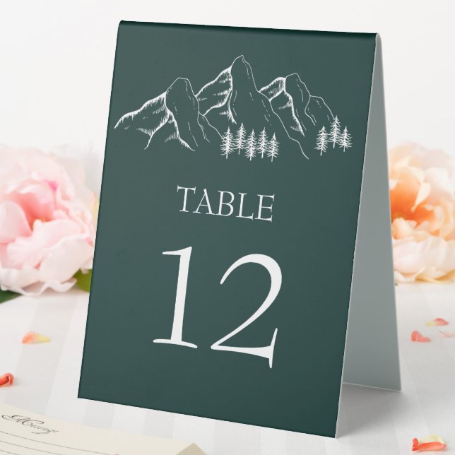 Moderne Outdoor Mountain Pine Tischnummer Tischaufsteller (In Situ (Hochzeit))