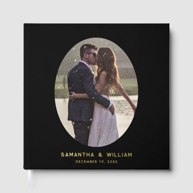 Moderne Oval Foto Hochzeit Gästebuch (Vorderseite)