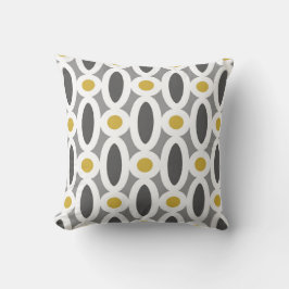 Moderne Oval Links Muster in Mustard und Grau Kissen