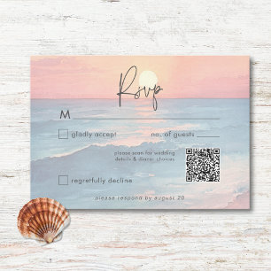 Moderne Ozean-Sonnenuntergang-Aquarell-Strand-Hoch RSVP Karte