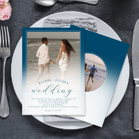 Moderne Ozeanblaue Ombre 2-Foto-Hochzeit
