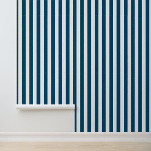 Moderne ozeanblaue und weiße gestreifte Tapete