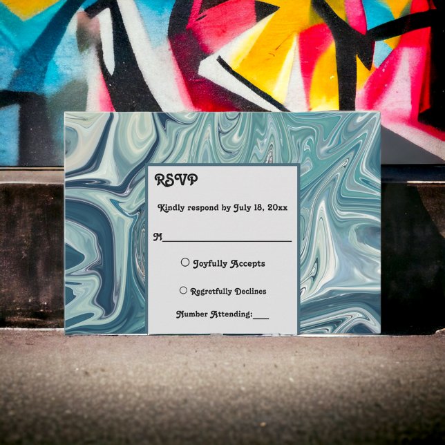 Moderne Ozeanblüten Pastel Abstrakte Hochzeit RSVP Karte (Von Creator hochgeladen)