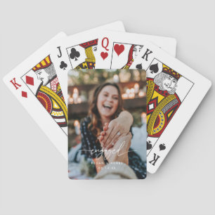 Moderne Paar-Foto-Schrift "Verlobt" Spielkarten