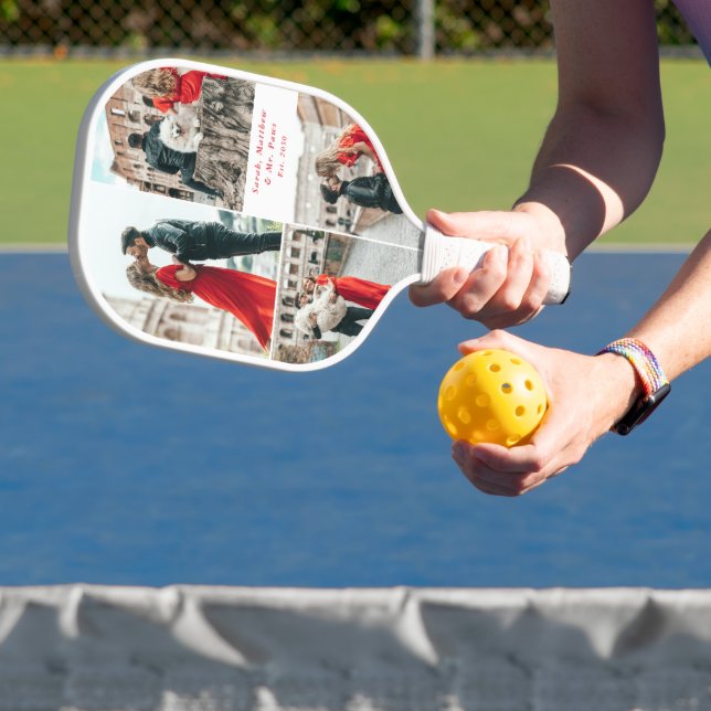 Moderne Paare 4 Foto Collage Pickleball Schläger (InSitu)