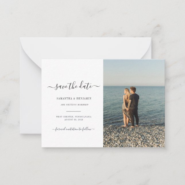 Moderne Paare - Foto Save the Date Mitteilungskarte (Vorderseite)