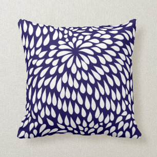 Moderne Paisley-Blume im Kobalt-Blau und dem Weiß Kissen