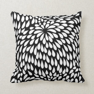 Moderne Paisley-Blume in Schwarz/Weiß Kissen