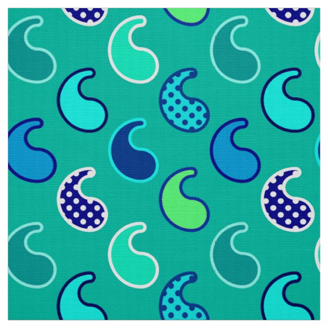 Moderne Paisley-Muster, Türkis, Blau und Aqua Stoff (Muster)
