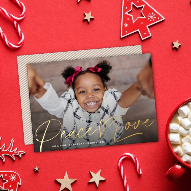 Moderne Paix Coeur Amour Vacances Photo Gold Foil (Créateur téléchargé)