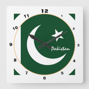 Moderne pakistanische Flagge, pakistanische Zuhaus Quadratische Wanduhr