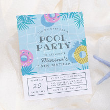 Moderne Palm Blätter & Ananas Pool Party Geburtsta