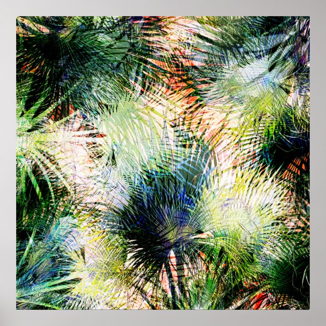 Moderne Palm-Blätter tropisches abstraktes Design Poster (Vorne)