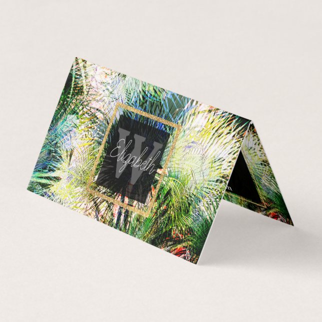 Moderne Palm-Blätter tropisches abstraktes Design Visitenkarten (Vorderseite)