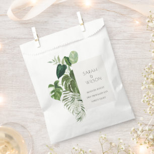 Moderne Palm Green Leafy Tropical Foliage Hochzeit Geschenktütchen