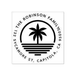Moderne Palm Tree Silhouette Rücksendeadresse Gummistempel