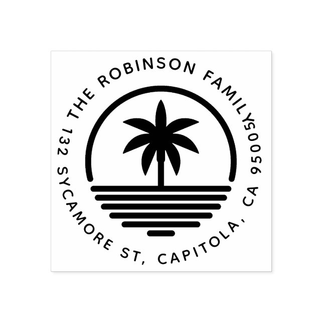 Moderne Palm Tree Silhouette Rücksendeadresse Gummistempel (Prägung)