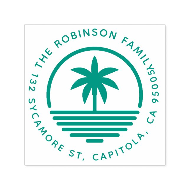 Moderne Palm Tree Silhouette Rücksendeadresse Permastempel (Design)