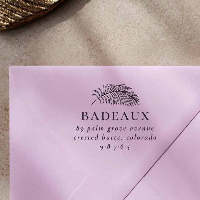 Moderne Palm Verlass & Family Address Rücksendeadr Gummistempel (Stamp Mockup)