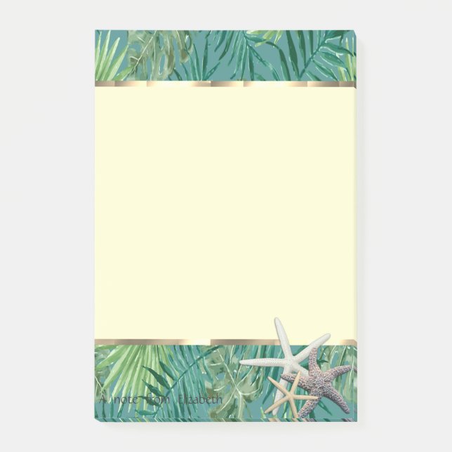 Moderne Palme, Seestern Post-it Klebezettel (Vorderseite)