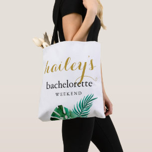 Moderne Palmen-Junggesellinnen-Wochenende mit Name Tasche