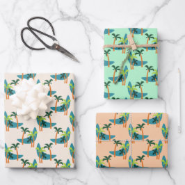 Moderne Palmenoase Mitte des Jahrhunderts Geschenkpapier Set