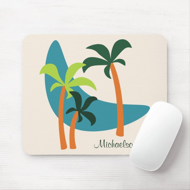Moderne Palmenoase Mitte des Jahrhunderts Mousepad (Mit Mouse)