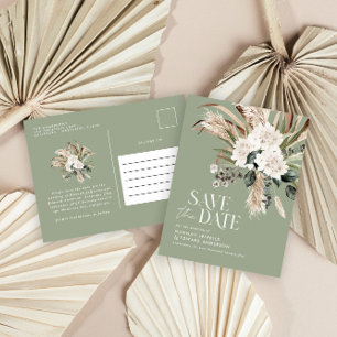 Moderne Pampas eucalyptus sage grün elegant Ankündigungspostkarte